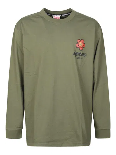 Kenzo Futura Logo Cotton T-shirt In Green