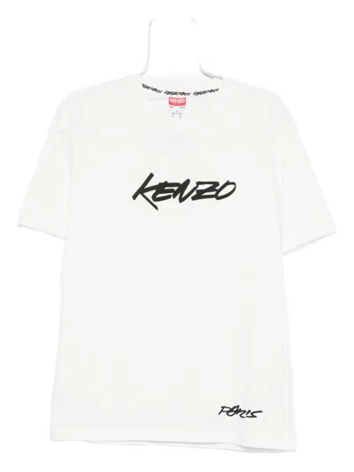 Kenzo Futura Logo Cotton T-shirt In White