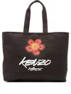 Kenzo Futura Logo Cotton Tote Bag In Brown
