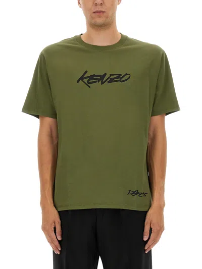 Kenzo Futura Print T-shirt In Green