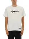 Kenzo Black Cotton T-shirt With Embroidered Tiger Logo In White