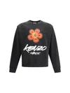 Kenzo Bold Floral Graphic Sweatshirt With Signature Logo In Black