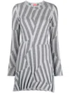 Kenzo Geometric Knit Minidress In Grey