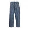 Kenzo Monkey Workwear Jeans With Seigaiha Print In Blue