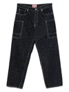 Kenzo Geometric-pattern Jeans In Blue