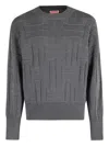 Kenzo Geometric-pattern Knitwear Sweater In Gray