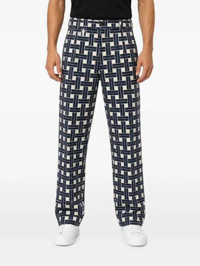Kenzo Geometric-print Tailored Trousers In Multi