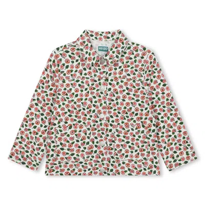 Kenzo Kids' Boke Floral-print Button-front Jacket In White
