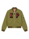 Kenzo Gingham-patch Bomber Jacket In Green