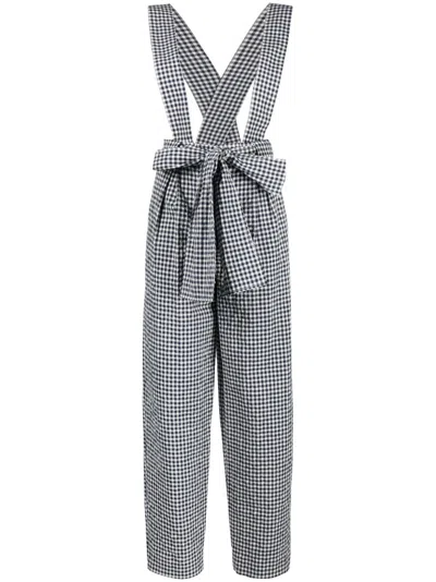 Kenzo Gingham Tie-waist Trousers Dark Blue Womens