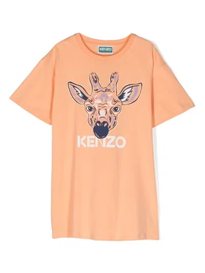 Kenzo Graphic-print Cotton Dress In 橘色