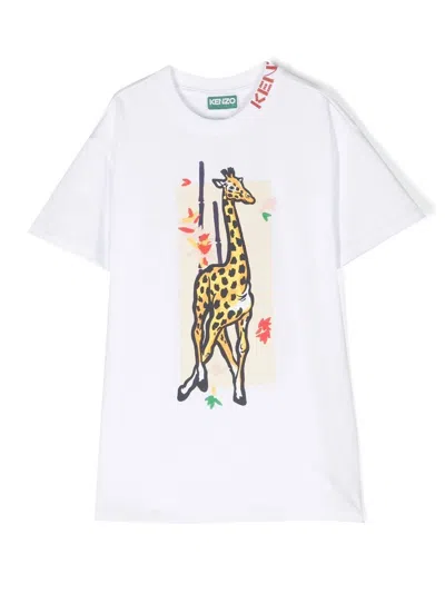 Kenzo Giraffe-print T-shirt Dress In White