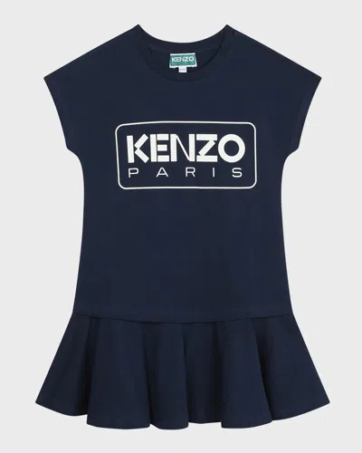 Kenzo Kids' Girl's Classic Logo-print Dress In 84a-navy