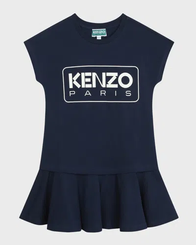Kenzo Kids' Cotton Jersey Shirt Dress In Navy