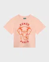 Kenzo Elephant-embroidered Organic Cotton T-shirt In Pink