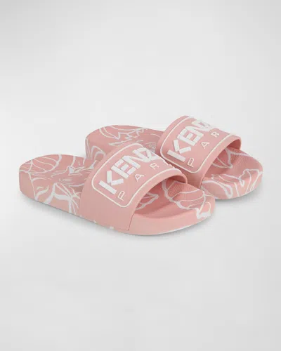 Kenzo Girl's Embossed Logo-print Slides, Toddler/kids In Orange