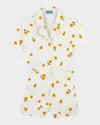 Kenzo Girl's Embroidered Sunflower-print Romper In Offwhite