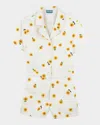 Kenzo Girl's Embroidered Sunflower-print Romper In Offwhite