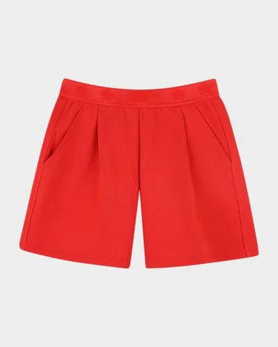 Kenzo Kids' Girl's Floral Logo-print Shorts In Bright Red