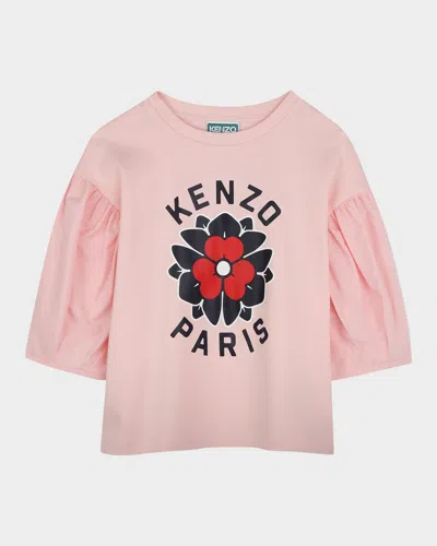 KENZO GIRL'S FLORAL LOGO-PRINT T-SHIRT