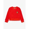 KENZO KENZO GIRLS BRIGHT RED KIDS TIGER-EMBROIDERED TOWELLING COTTON-BLEND SWEATSHIRT 4-12 YEARS