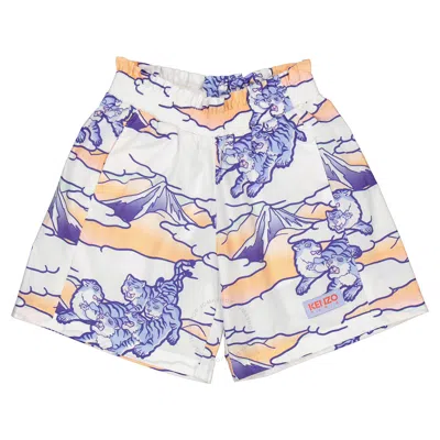 Kenzo Kids'  Girls Cotton Poplin Graphic Print Shorts In White