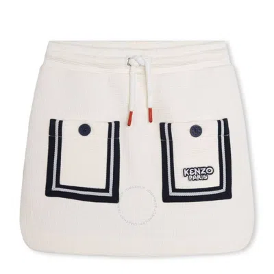 Kenzo Kids' Logo-appliqué Cotton Miniskirt In White