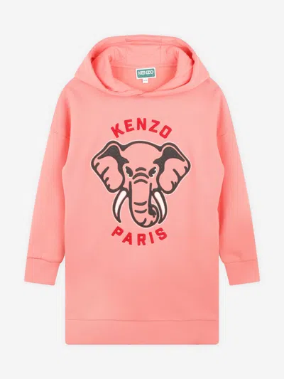 Kenzo Babies'  Girls Elephant Hooded Sweater Dress In Pink