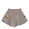 Kenzo Girls Embroidered Check Pattern Shorts In Grey