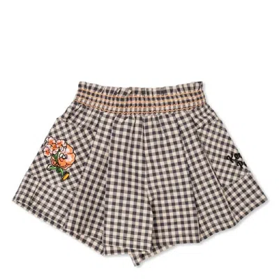 Kenzo Kids'  Girls Embroidered Check Pattern Shorts In Grey