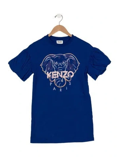 Pre-owned Kenzo Kids' Girls' Embroidered Shirt Dress In Blue