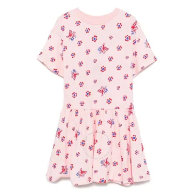 Kenzo Girls Floral Logo Print Dress In Pink