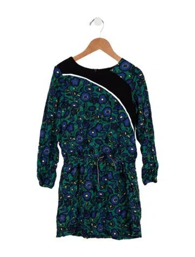 Pre-owned Kenzo Babies' Girls' Floral Printed Casual Dress In Blue