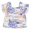 Kenzo Girls Graphic Print Square-neck Cotton Poplin Blouse In White