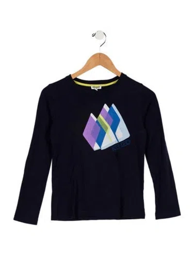 Pre-owned Kenzo Kids' Girls' Graphic Print Top In Blue