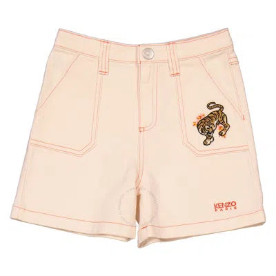 Kenzo Kids'  Girls Ice Pink Cotton Tiger Shorts