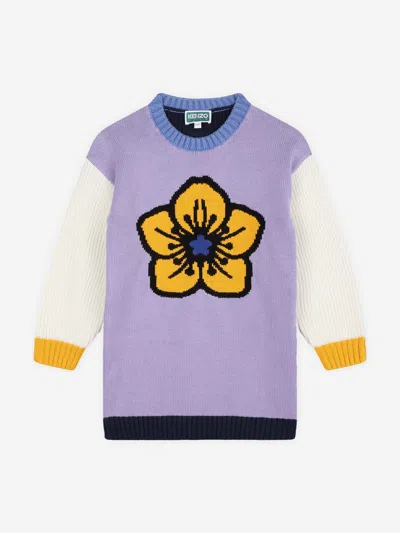 Kenzo Babies'  Girls Knitted Flower Dress In Purple