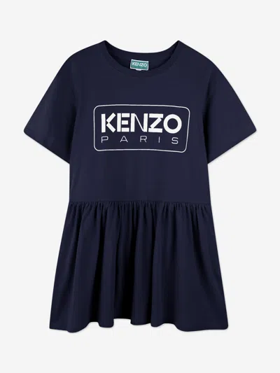 Kenzo Babies' Girls Logo Sweater Dress In Blue