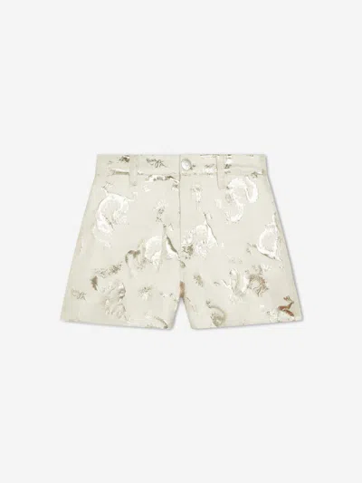 Kenzo Babies' Girls Mettallic Dragon Print Shorts In Ivory