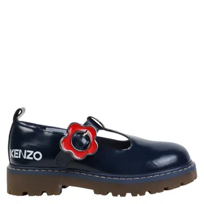 Kenzo Girls Navy Mary Janes Sandals In Blue