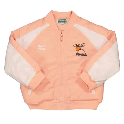 Kenzo Girls Pale Pink Logo Print Bomber Jacket