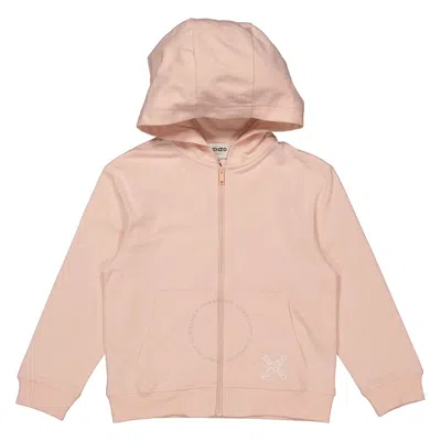 Kenzo Kids'  Girls Pink K Sports Logo Zip-up Hoodie In Neutral
