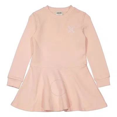 Kenzo Girls Pink Sport Logo Long-sleeve Cotton Dress