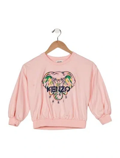 Pre-owned Kenzo Babies' Girls Printed Crewneck Sweater In Pink