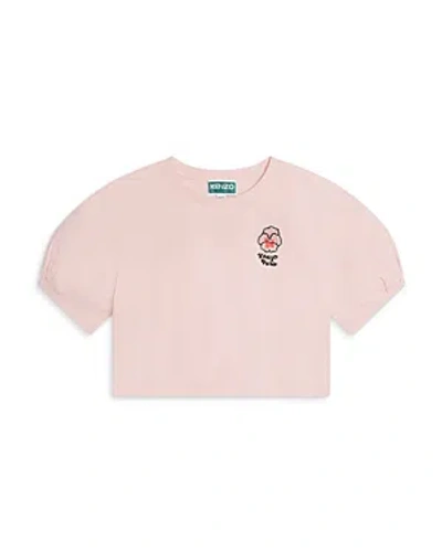 Kenzo Kids Girls Pink Cotton Balloon Sleeve T-shirt In Veiled Pink