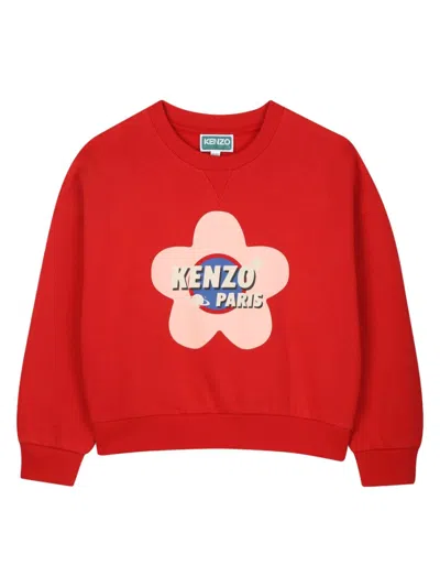 Kenzo Girls Red Floral Logo Sweatshirt