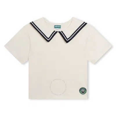 Kenzo Kids' Sailor-collar Cotton T-shirt In White