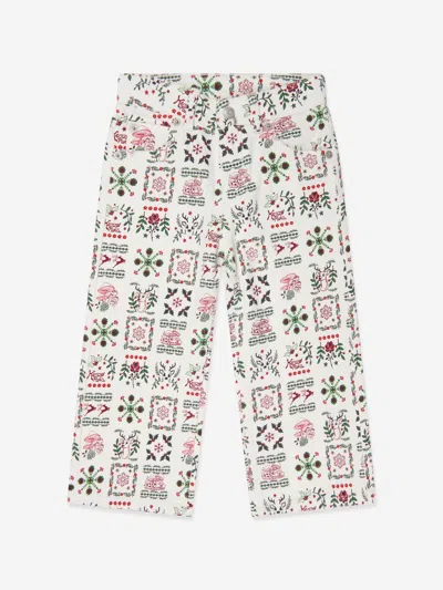 Kenzo Kids Girls Ivory Festive Cotton Trousers