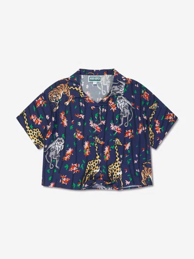 Kenzo Kids' Girls Short Sleeve Shirt In Blue