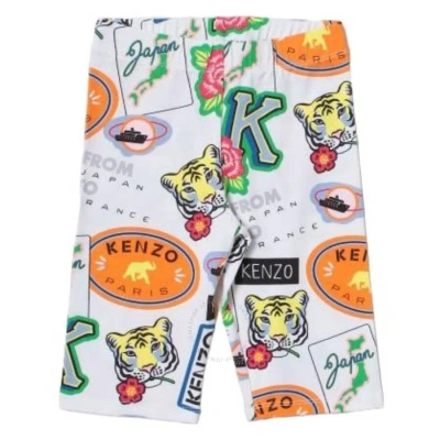 Kenzo Girls Sticker Print Cyclist Shorts In White